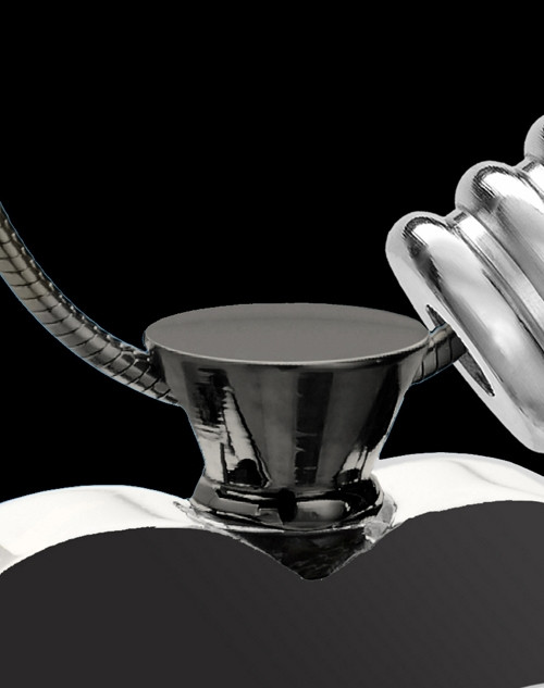 Black and Stainless Steel May Enamored Heart Cremation Keepsake