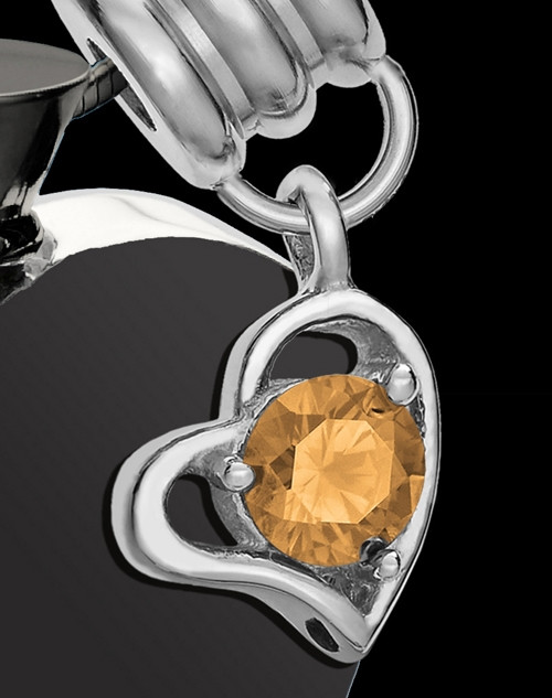 Black and Stainless Steel November Enamored Heart Cremation Keepsake