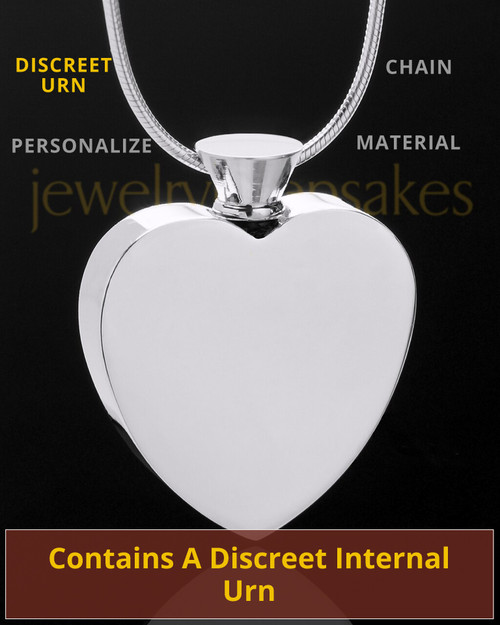 Enamored Unique Heart Cremation Keepsake Jewelry Stainless Steel