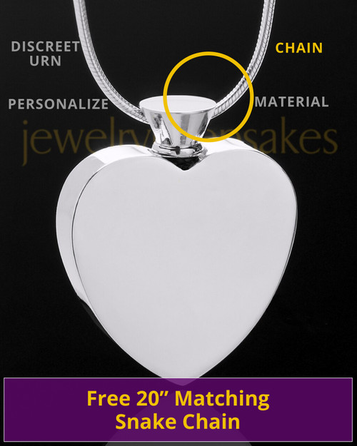 Enamored Unique Heart Cremation Keepsake Jewelry Stainless Steel