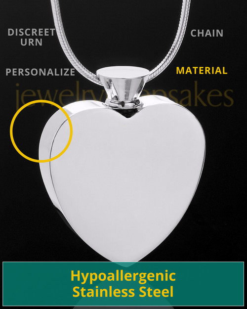 Enamored Unique Heart Cremation Keepsake Jewelry Stainless Steel