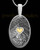 Solid 14k White Gold Heartfelt Oval with Gold Plated Heart Thumbprint Pendant