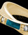 Solid 14K Gold Ladies Botinelli with Teal Ash Ring