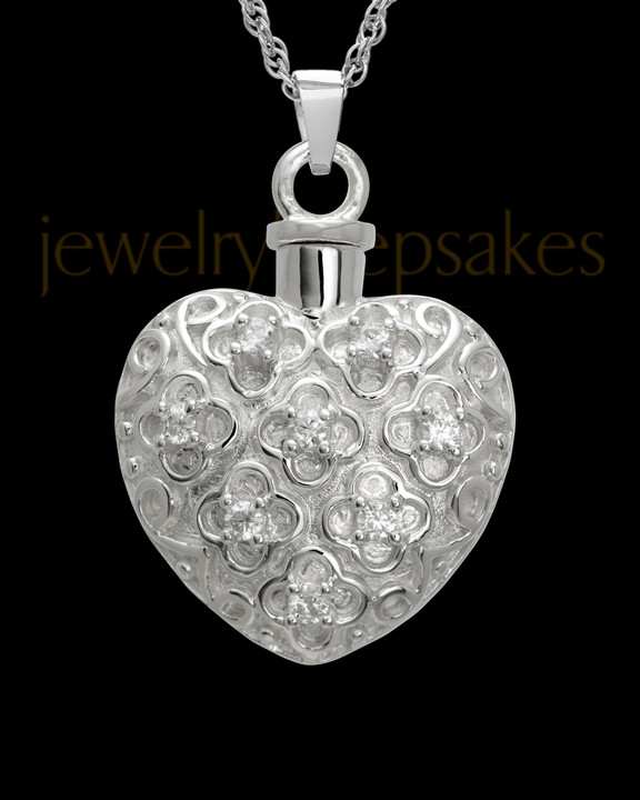 14 Karat White Gold Cremation Jewelry