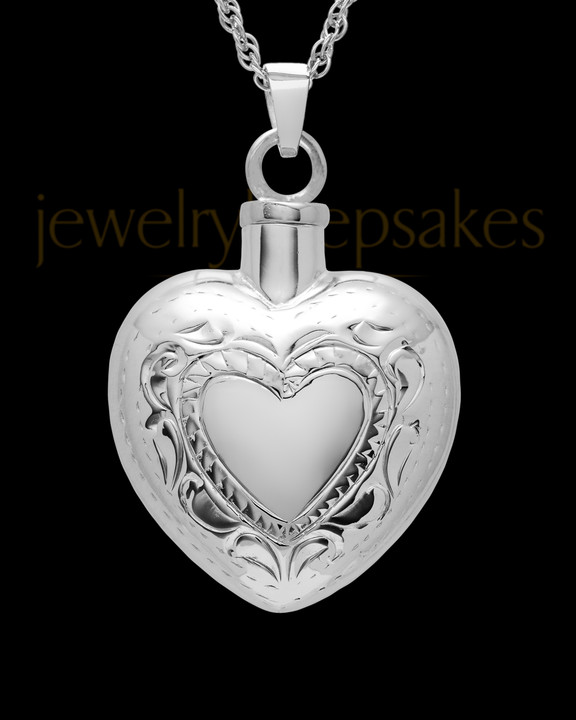 14 Karat White Gold Cremation Jewelry