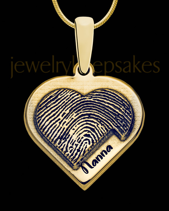 Solid 14k Gold Heart Thumbprint Pendant 