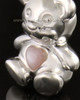 14k White Gold Happy Bear with Pink Heart Cremation Pendant