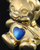 Gold Plated Happy Bear with Blue Heart Cremation Pendant