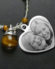 Lola Amber Bead with Stainless Steel Heart Keepsake Necklace