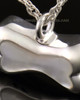 14k White Gold Pet Memorial Pendant Milky Bone - Engravable