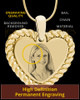 Gold Framed Heart Photo Engraved Pendant