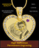 February Gold Gem Heart Birthstone Photo Engraved Pendant