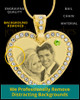 August Gold Gem Heart Birthstone Photo Engraved Pendant