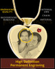 January Gold Plated Photo Engraved Heart Cremation Pendant