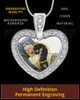 Pet Gem Heart Full Color Photo Engraved Pendant Stainless