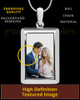 Silver Full Color Framed Rectangle Photo Engraved Pendant