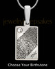 Silver Birthstone Rectangle Thumbprint Pendant