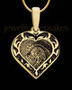 Solid 14k Gold Fancy Filigree Heart Thumbprint Pendant