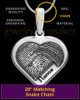 Solid 14K White Gold Raised Heart Thumbprint Pendant