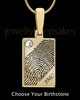 Gold Plated Birthstone Rectangle Thumbprint With Signature Pendant