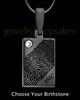 Black Plated Signature Thumbprint Rectangle Pendant with Birthstone