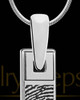 Solid 14k White Gold Bar Thumbprint With Signature Pendant