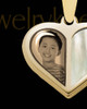 14K Gold Photo Split Heart with Flaxen Ash Jewelry