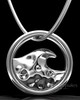 Solid 14k White Gold Ocean Waves Permanently Sealed Keepsake Jewelry