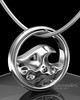 Solid 14k White Gold Ocean Waves Permanently Sealed Keepsake Jewelry