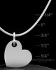 Solid 14k White Gold Angled Heart Permanently Sealed Waterproof Keepsake Jewelry