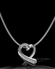 Solid 14k White Gold Ribboned Heart Permanently Sealed Cremation Pendant