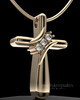 Solid 14k Gold Elegant Cross Permanently Sealed Cremation Pendant