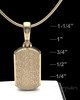 Solid 14k Gold Textured Dog Tag Permanently Sealed Waterproof Cremation Pendant