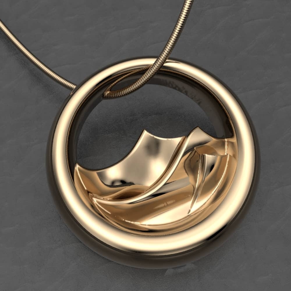 Gold Plated Mountains of Memories Cremation Jewelry