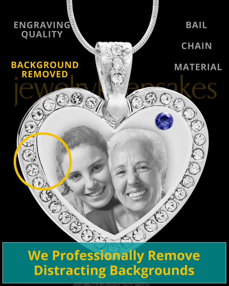 STAINLESS GEM HEART WITH SEPTEMBER BIRTHSTONE PHOTO PENDANT