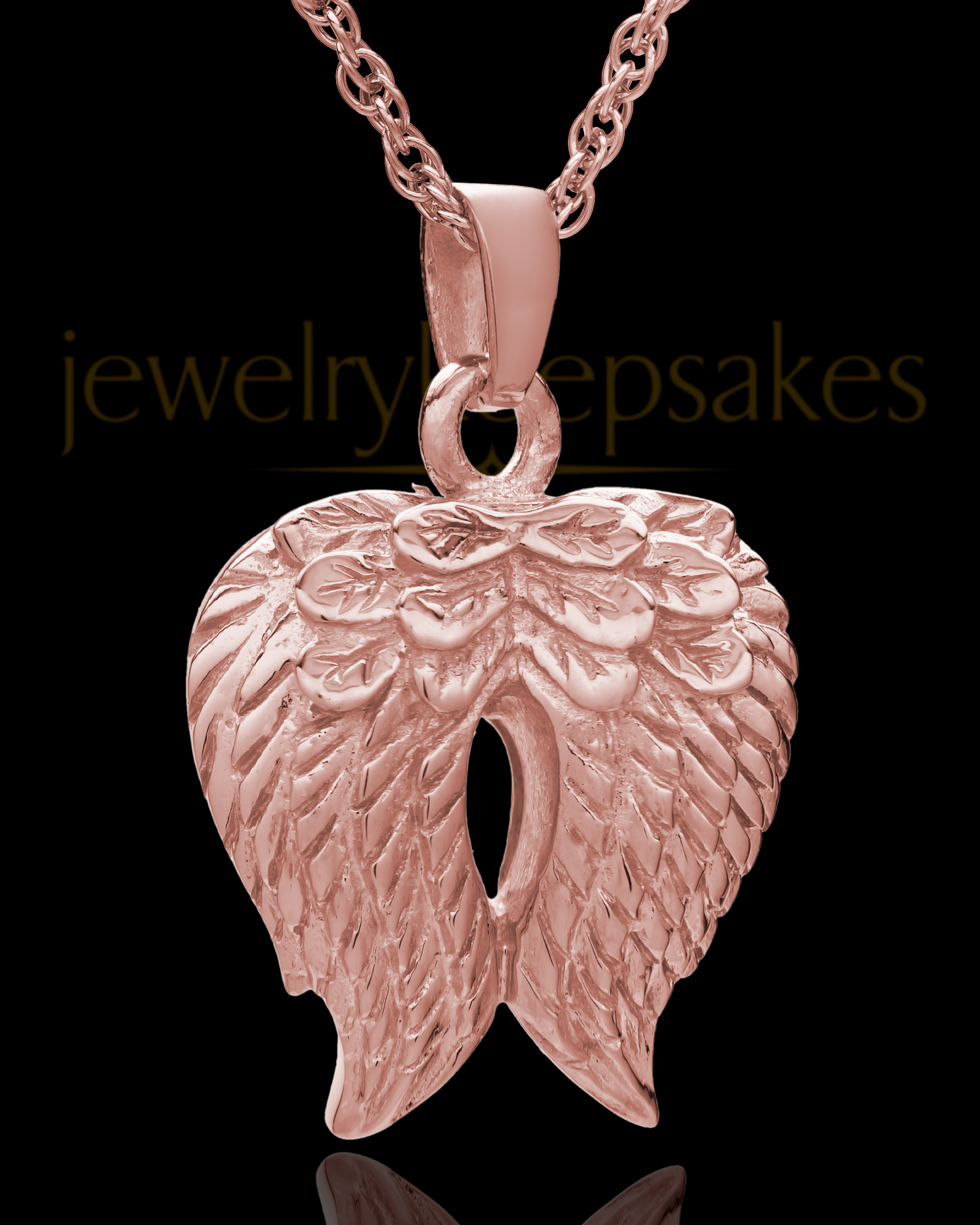 14K Rose Gold Angel Wings Cremation 
