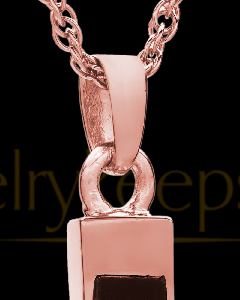 14K Rose Gold Cross With Onyx Cremation Jewelry, 14K Rose Gold