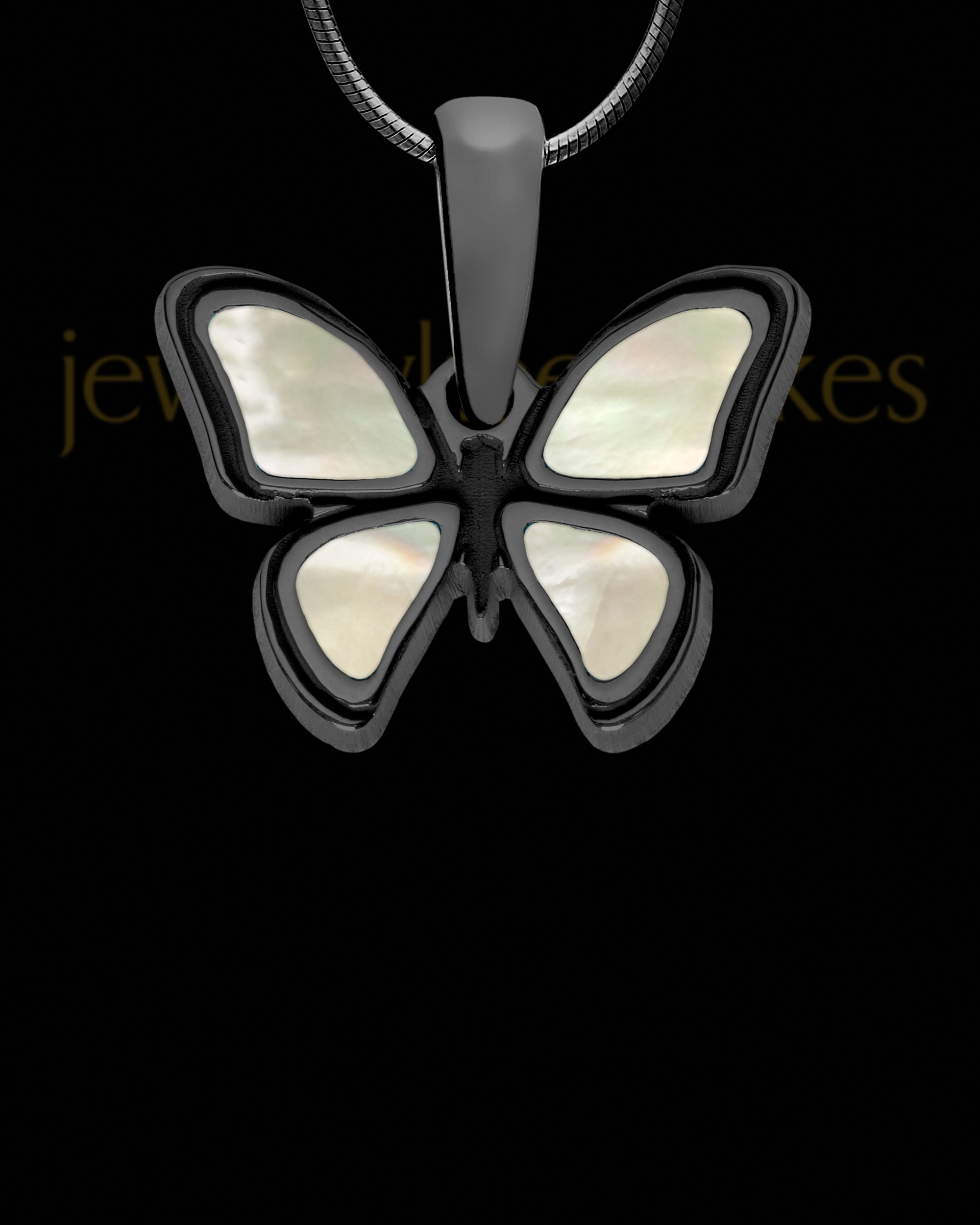 Rising Moon Butterfly Black Finish Ash Jewelry, Butterfly