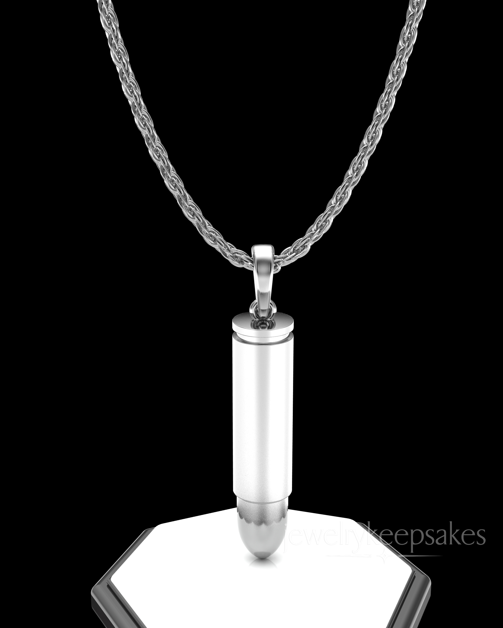 Solid 14k White Gold Bullet Permanently Sealed Waterproof