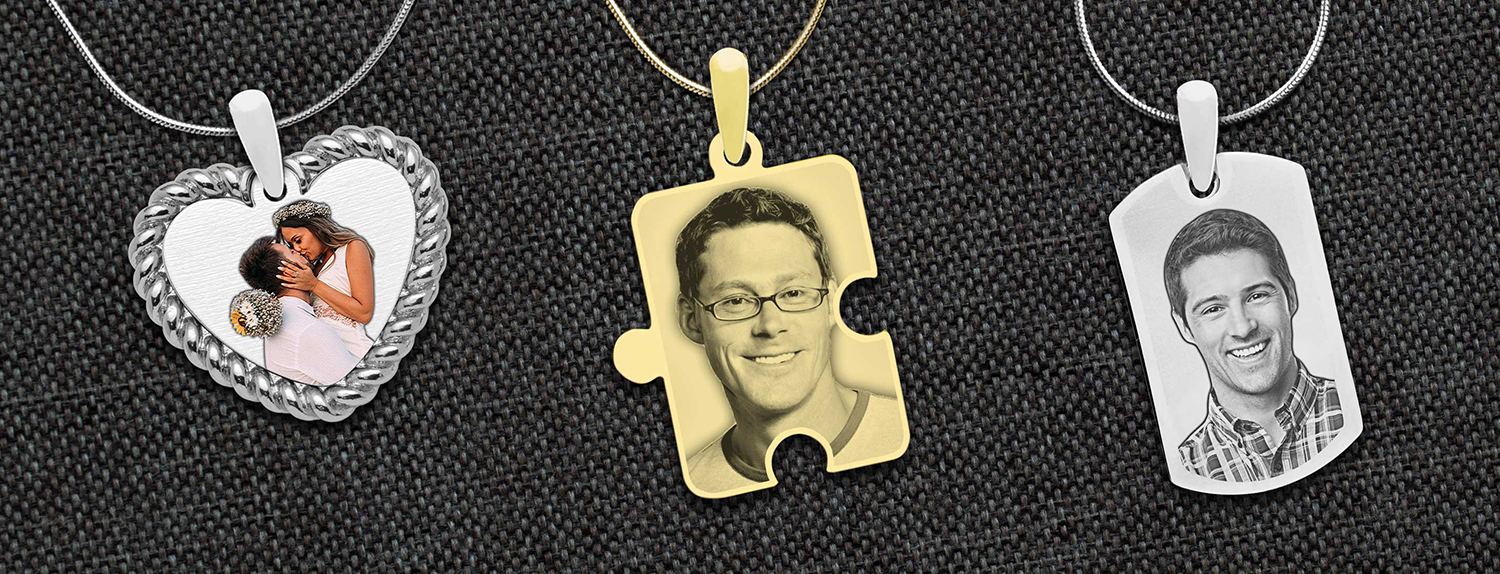 Personalized engraved sales photo necklace