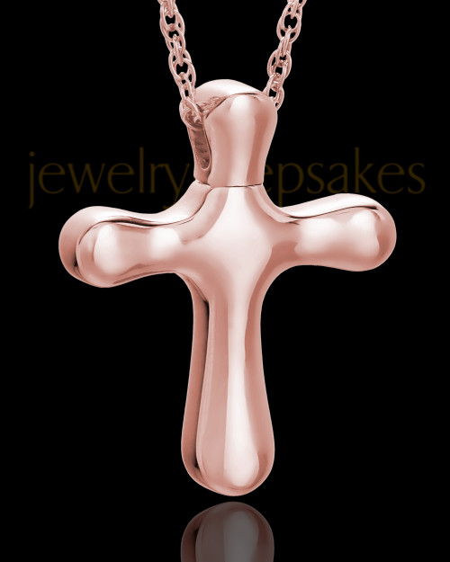 14K Rose Gold Kester Cross Jewelry Urns, 14K Rose Gold Cross Keepsake