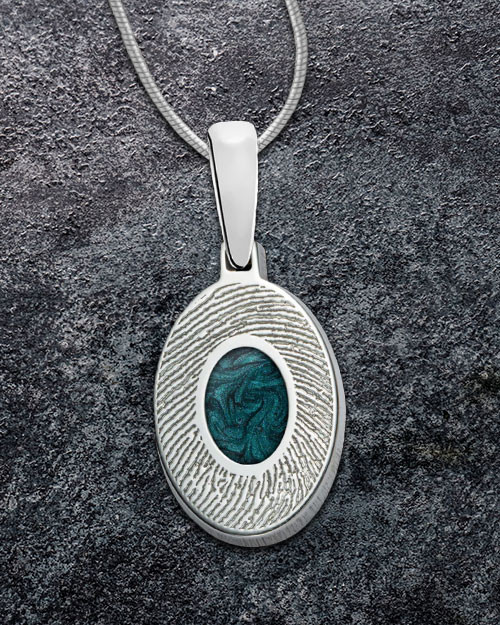 Sterling Silver Small Oval Ash and Thumbprint Pendant, Silver Ash Keepsakes