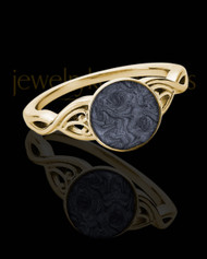 Solid 14K Gold Ladies Abigail with Graphite Ash Ring