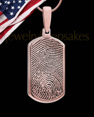 Dog Tag Thumbprint Rose Gold Plated With Signature Pendant