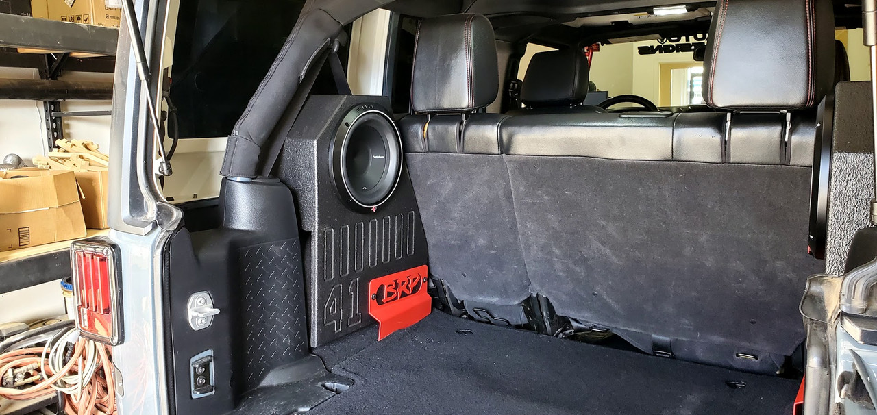 2007-2018 (Driver Side) Jeep Wrangler JKU 10" Rhino Coated Subwoofer Box Sealed-Sold in singles.