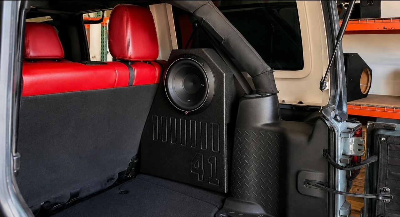 2007-2018 (Passenger Side) Jeep Wrangler JKU 10" Rhino Coated Subwoofer Box Sealed-Sold in singles.