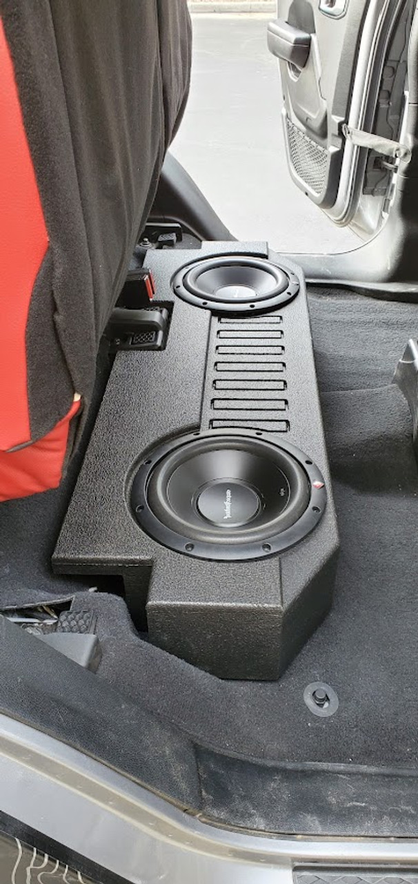 1-JEEP GLADIATOR 10 inch  SUBWOOFER BOX.  2-R2D2 ROCKFORD FOSGATE 10 inch SUBWOOFERS 250-RMS 500-PEAK