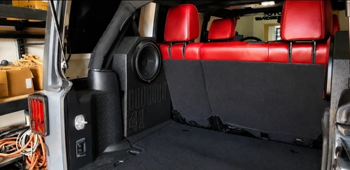 2007-2018 (Driver Side) Jeep Wrangler JKU 10" Rhino Coated Subwoofer Box Sealed-Sold in singles.