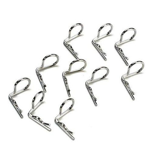 Hot Racing Silver bent Body Clips 17.5mm long 1mm wire (10) AC01B08