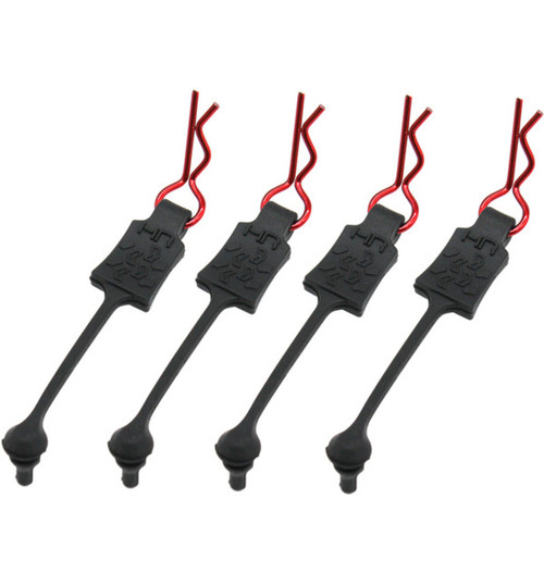 Hot Racing Red bent Body Clips 23mm long 1.2mm wire (4) BWP39T02